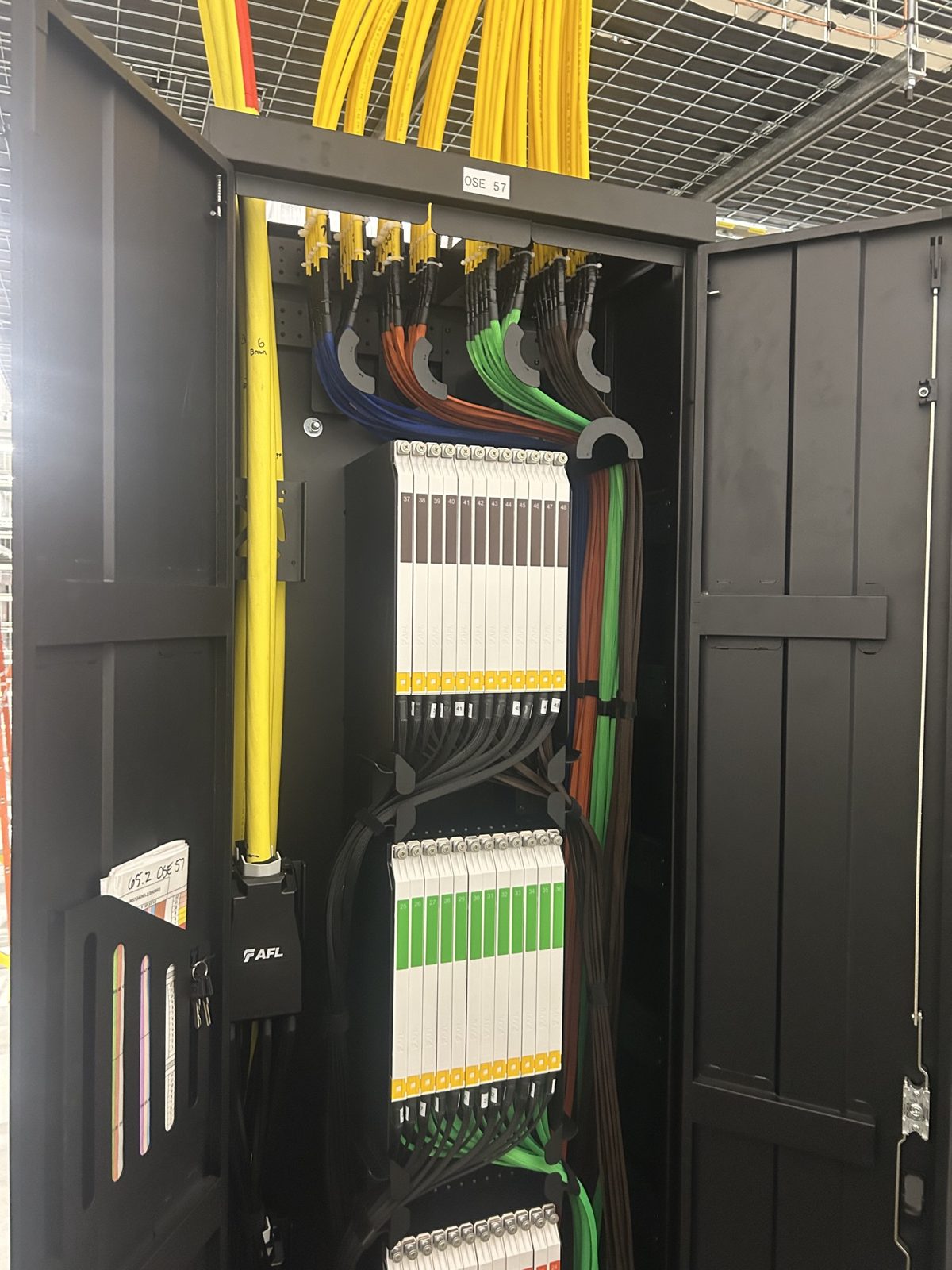 Overhead fiber into the cabinet